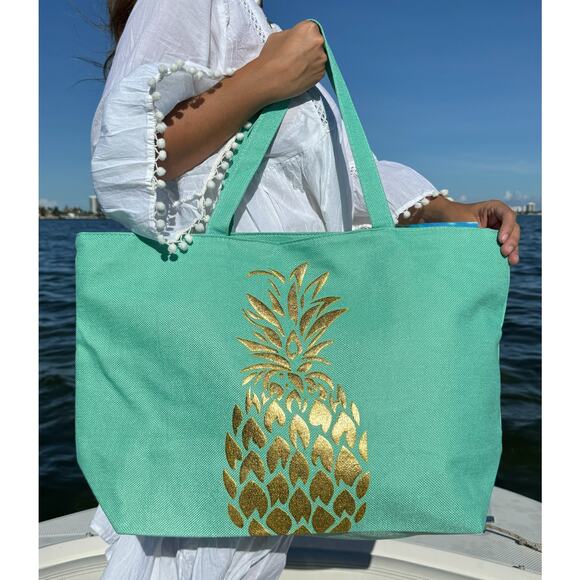 Beach Bag Tote, Pinneaple Beach Bags Pool Bag Shoulder Travel Tote - Picture 4 of 7